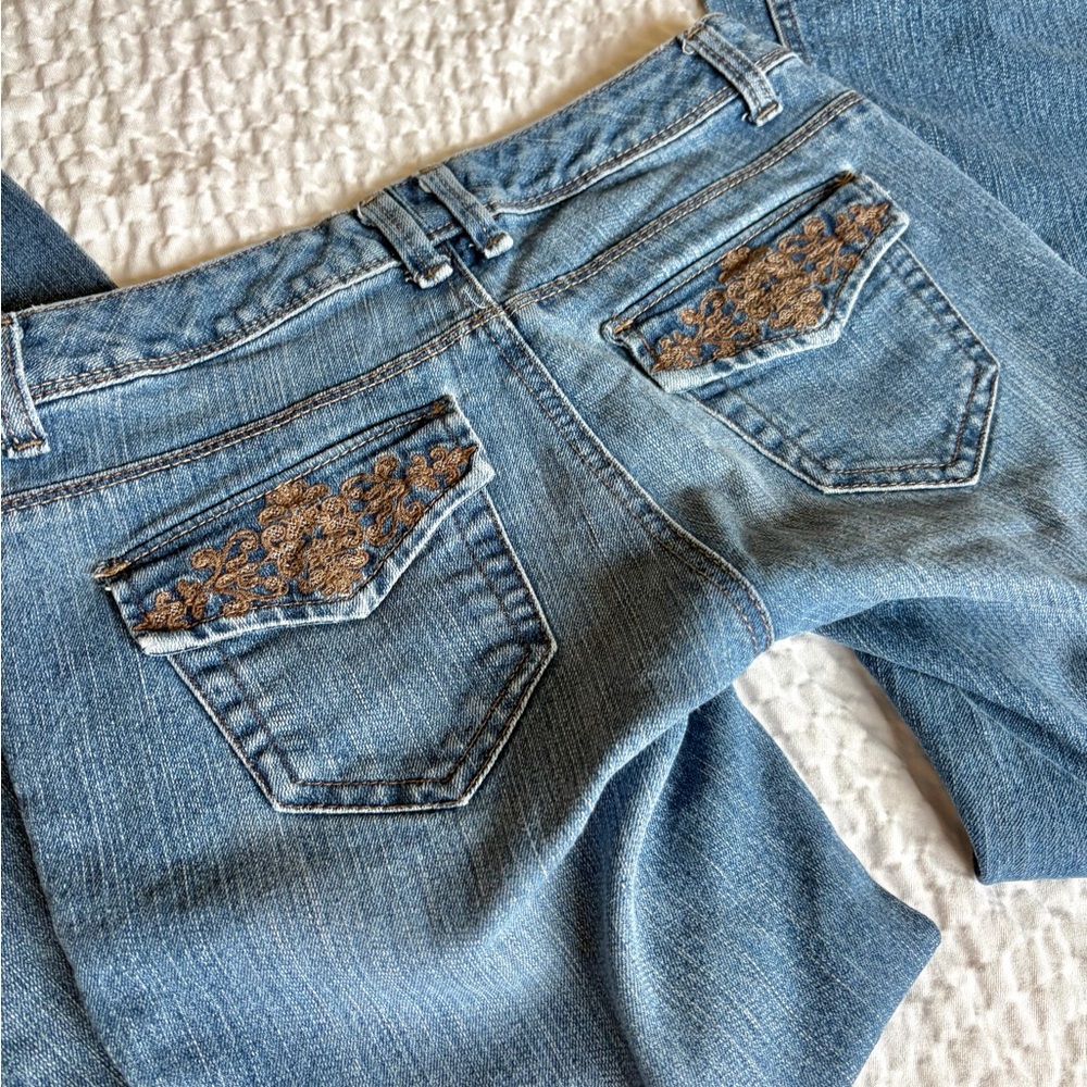 Y2K Boho Low Rise Embroidered Pocket Jeans Sonoma Flare Denim